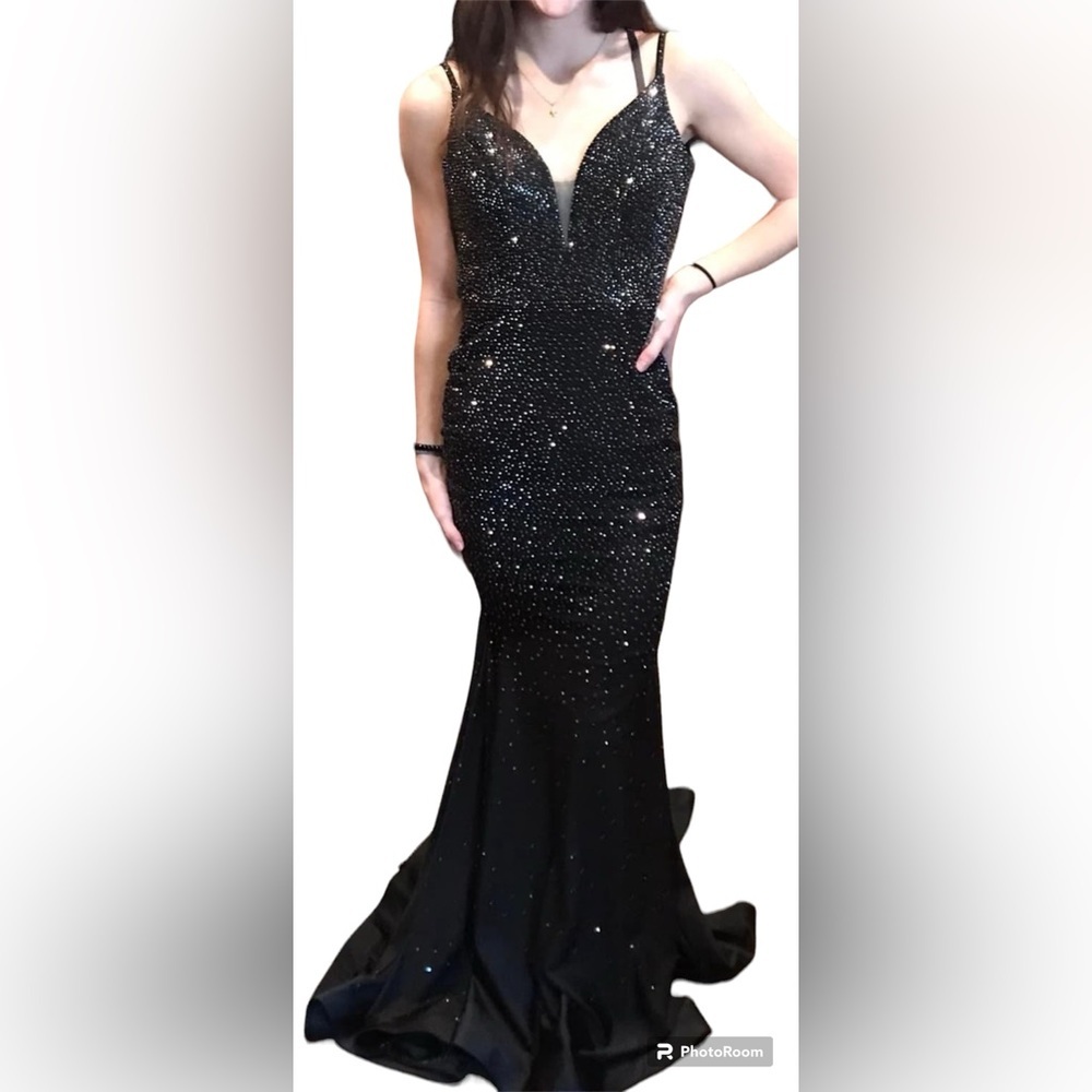 Terry Costa black beaded gown- Size 0
